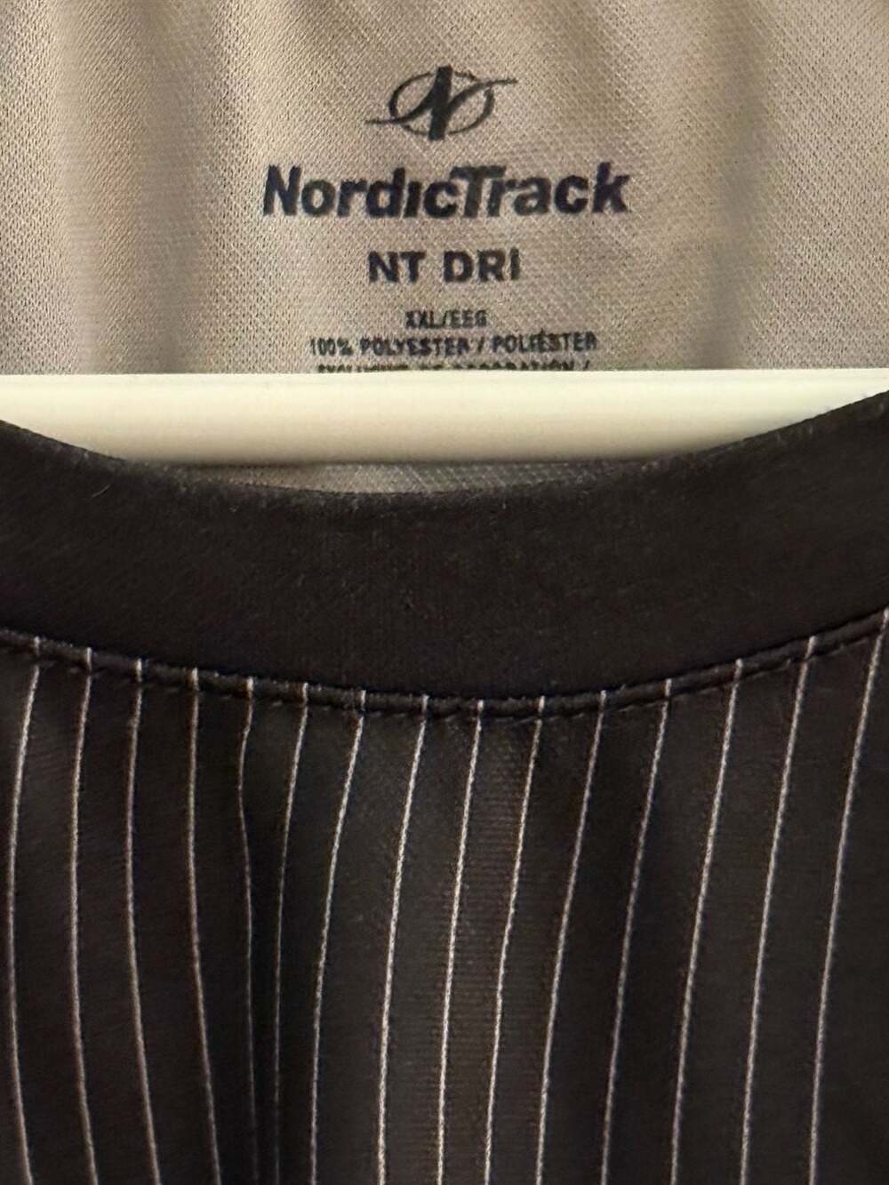 NordicTrack NT Dri Athletic Short Sleeve T-Shirt Black White Pinstripe XXL